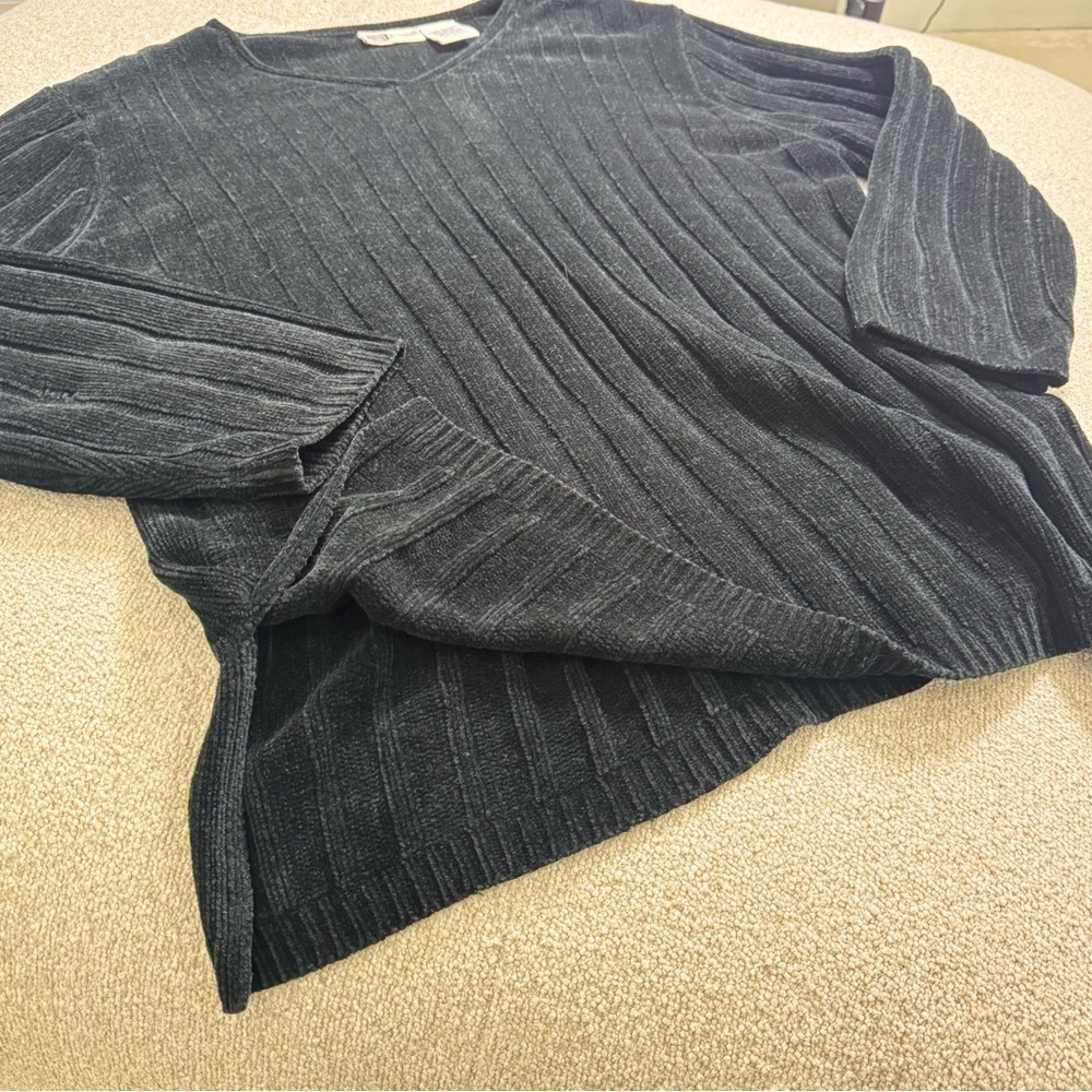 Vintage Faded Glory Black Ribbed Knit Sweater Women’s Large - Picture 4 of 8